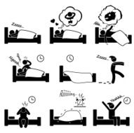 Sleeping Dreaming Nightmare Snoring Insomnia Waking Up Pictogram