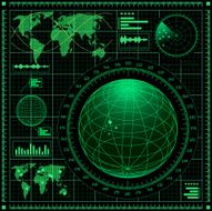 Radar screen with world map N2