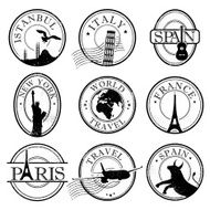 Grunge travel stamps
