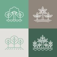 Vector trees and parks logo design elements N2