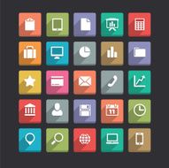 Trendy Vector Icons With Long Shadow Set 1 N2