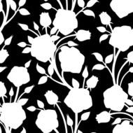 Seamless white pattern with roses on a black background Vector