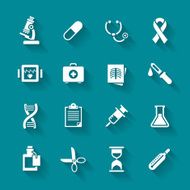 Set of white flat vector medical icons