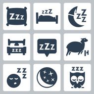 Vector isolated sleep concept icons set N2