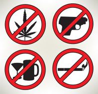 No Smoking Guns Alcohol Drugs - Forbidden Signs
