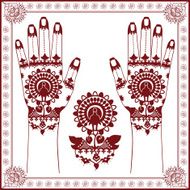 Mehndi Henna painting silhouette of Peacock in the middle