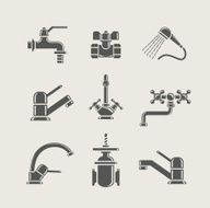 Set of water supply tool icons