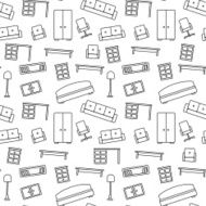 Seamless pattern of furniture Beautiful background Vector illustration N2