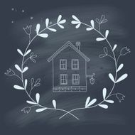 Sweet home illustration on a blackboard N2