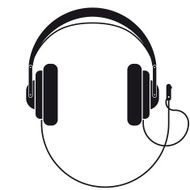 Black Headphones Silhouette on a white background Vector