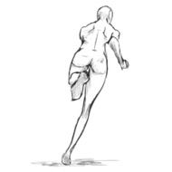 Female runner figure sketch From behind Vector illustration