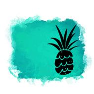 Watercolor paint stain and pineapple backlit