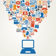 social media network background with icons vector N7