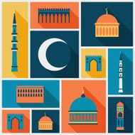 Islamic background with mosque in flat design style