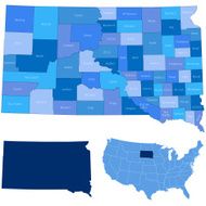 South Dakota state &amp; counties map