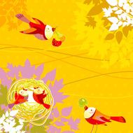 Birds Family in the Autumn