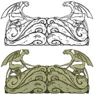Stone Scroll with Gargoyles
