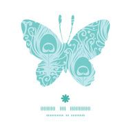 Vector soft peacock feathers butterfly silhouette pattern frame