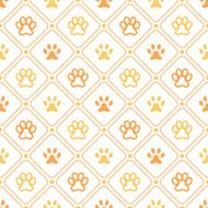 Animal seamless vector pattern of paw footprint line and dot