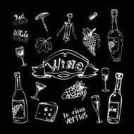 Wine set on chalkboard N2