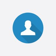 male profile Flat Blue Simple Icon with long shadow N2
