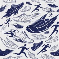 Sport Shoes Running Man Background Seamles Pattern Icons N2