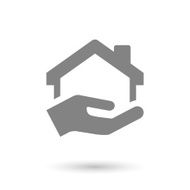 flat hand and home icon