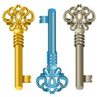 Vintage metal keys set - vector illustration