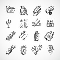 Usb icons set N2