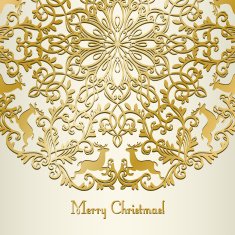 Christmas Greeting card with snowflake and deer N8