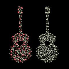 vector floristic guitar illustration N2