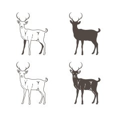 Abstract Four Deer Illustration Silhouette Vector