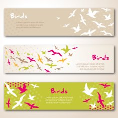 Banners with flying birds silhouettes N2
