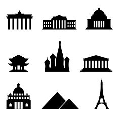 Black style Icon Set Landmarks