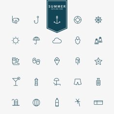 25 summer and vacation minimal line icons N2
