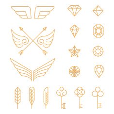 Vector set of outline emblems and badges N3