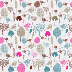Seamless card with vintage trees and birds N2