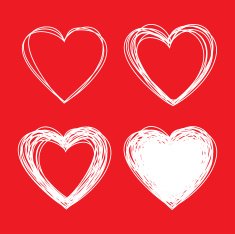 Set of White Hand Drawn Scribble Hearts valentines day N2