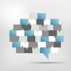 Brain with speech bubbles Colorful speak and dialog N4