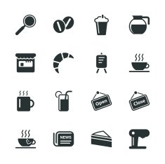 Coffee Shop Silhouette Icons N2