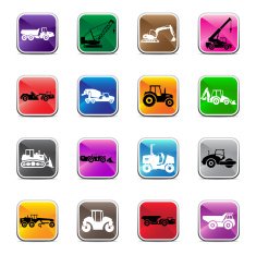 Road Construction Vehicles Silhouette - Shiny colors