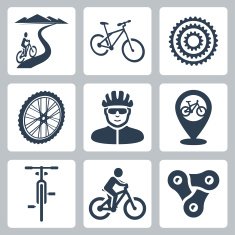 Vector bicycling cycling icons set