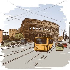 Rome Coliseum hand drawn vector illustration N5