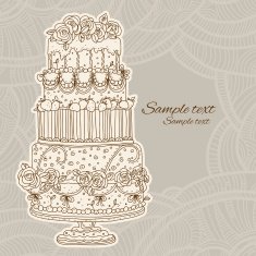 Vintage card with holiday cake N2