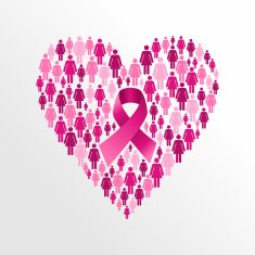 Breast cancer awareness ribbon women heart shape