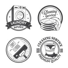Set of vintage logos labels and badges cleaning services N16
