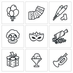 Event Agency icons set Vector Illustration