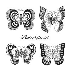 Butterflies decorative icons set N2