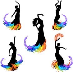 Five silhouettes of dancer N2
