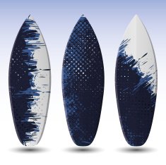 Vector Surfboards Design Template with Abstract Grungy Pattern